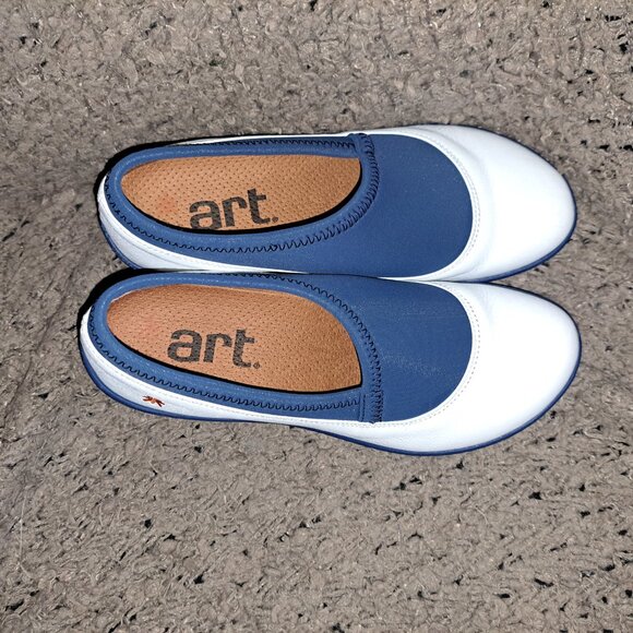 THE ART COMPANY-White Leather & Blue Nylon Sock Sneakers-Size 37/6.5-Near Mint - Picture 7 of 8